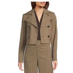 Calvin Klein Coordinating Novelty Check Double Breasted Trench size 6 women